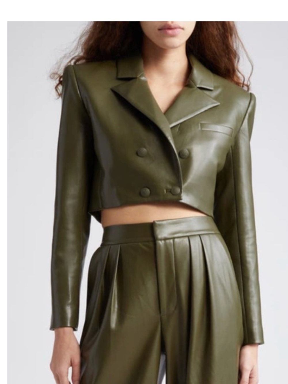 NEW! Alice + Olivia Olive Cropped, Bolero Faux Leather Jacket Size 0 NWT!